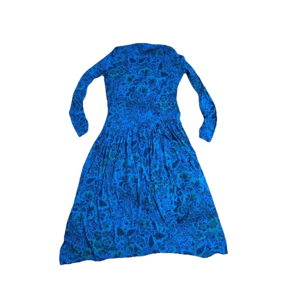 Diane von Furstenberg - Blue & Green Floral & Leaf Print Wrap Dress Sz S A001551 - Picture 9 of 10